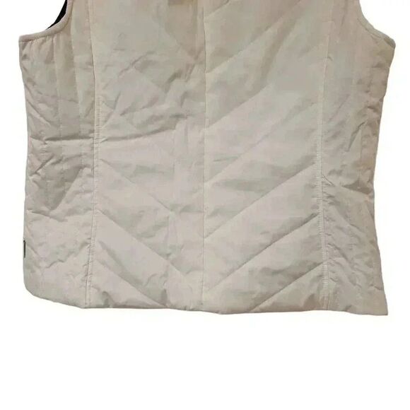 GH Bass Women's Ivory/Gray Poly Full Zip Front Vest w Faux Fur Collar & Zip Clos - Picture 7 of 10